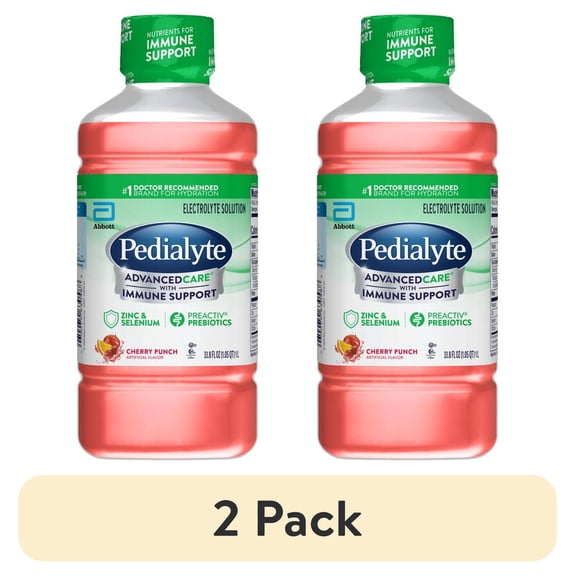 (2 pack) Pedialyte AdvancedCare Electrolyte Drink, Cherry Punch, 1 Liter