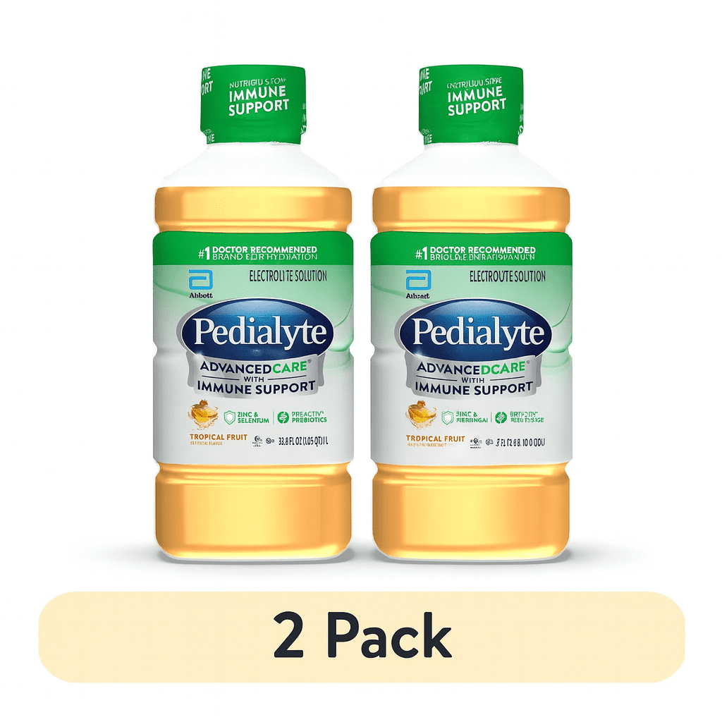 (2 pack) Pedialyte AdvancedCare Electrolyte Drink, Tropical Fruit, 1 Liter