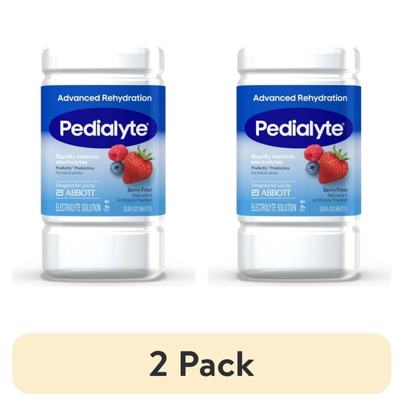 (2 pack) Pedialyte Advanced Rehydration Electrolyte Drink, Berry Frost, 1 Liter