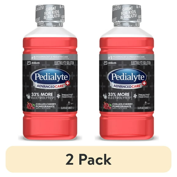 (2 pack) Pedialyte AdvancedCare Plus Electrolyte Drink, Chilled Cherry Pomegranate, 1 Liter