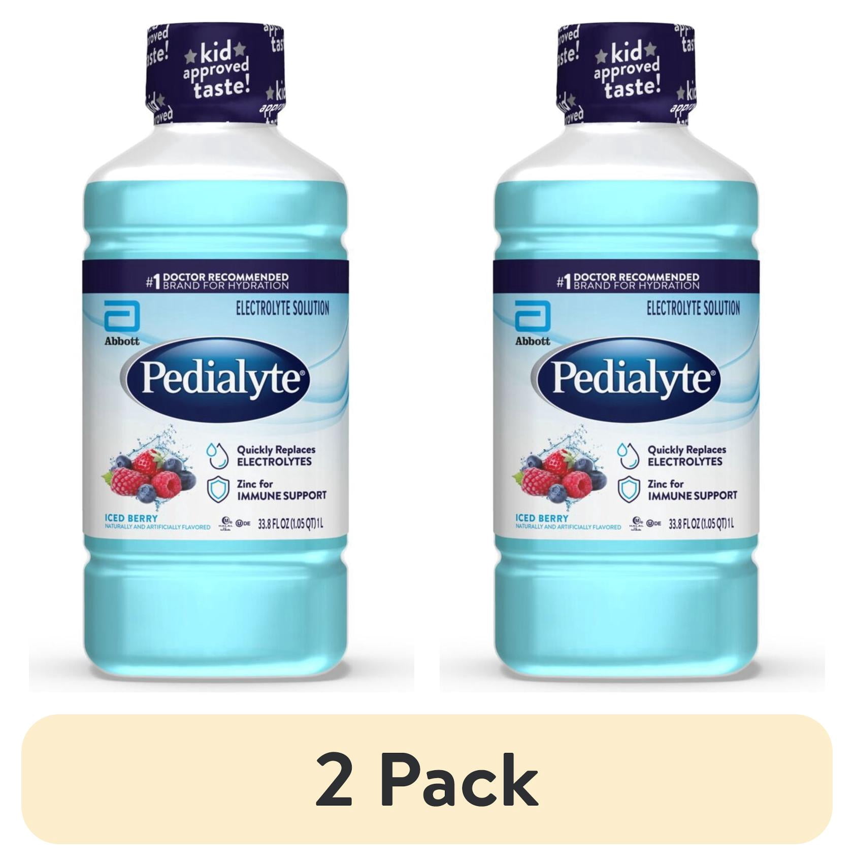 (2 pack) Pedialyte Electrolyte Drink, For Kids & Adults, Iced Berry, 1 Liter