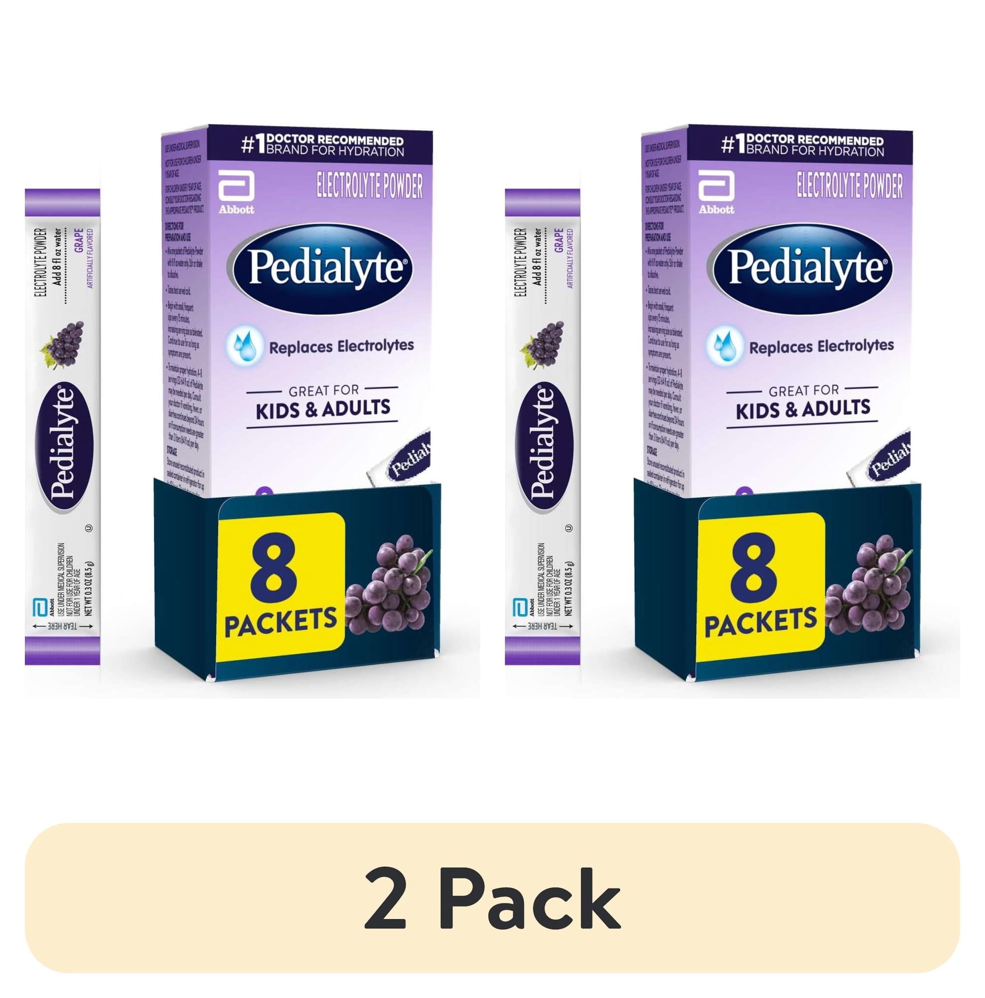 (2 pack) Pedialyte Electrolyte Powder, Grape, 8 Powder Packets