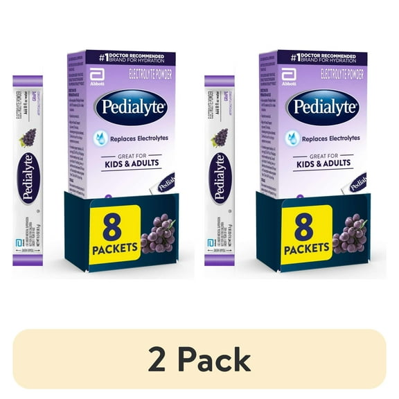 (2 pack) Pedialyte Electrolyte Powder Packets, Grape, 8 Count