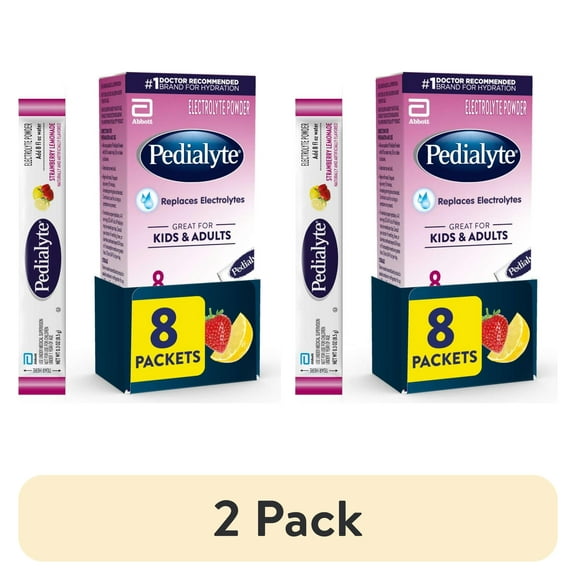 (2 pack) Pedialyte Electrolyte Powder Packets, Strawberry Lemonade, 8 Count