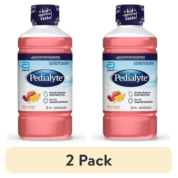 (2 pack) Pedialyte Electrolyte Drink, Fruit Punch, 1 Liter