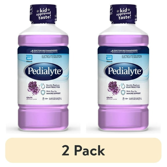 (2 pack) Pedialyte Electrolyte Drink, For Kids & Adults, Grape, 1 Liter