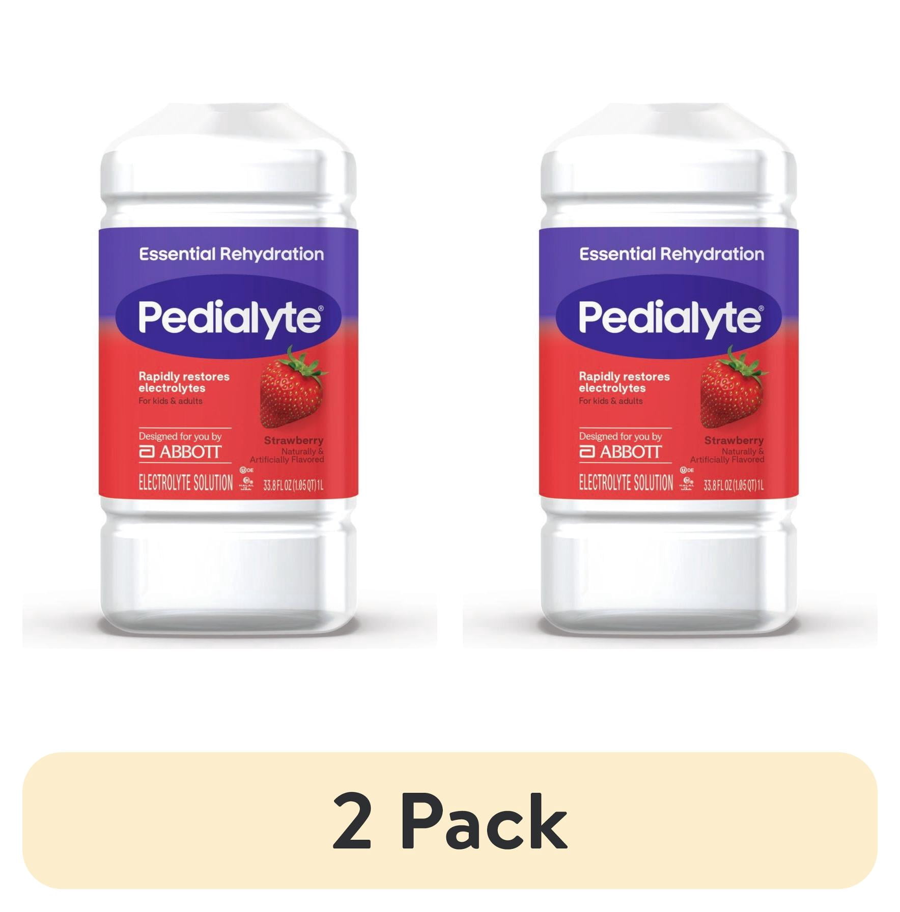 (2 pack) Pedialyte Essential Rehydration Electrolyte Drink, Strawberry, 1 Liter