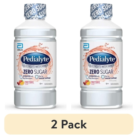 (2 pack) Pedialyte Electrolyte Water With Zero Sugar, Fruit Punch, 1 Liter