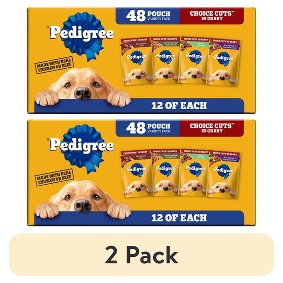 (2 pack) Pedigree Choice Cuts In Gravy Dog Food Variety Pack, 3.5 Oz Pouches, 48-Count