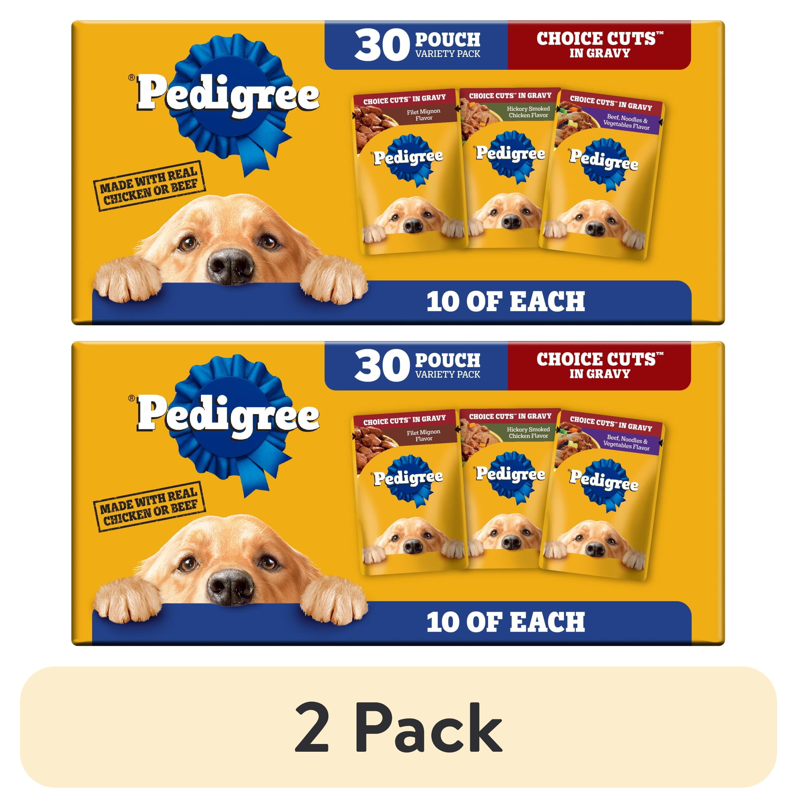 (2 pack) Pedigree Choice Cuts In Gravy Variety Pack Wet Dog Food, 3.5 Oz Pouches, 30-Count