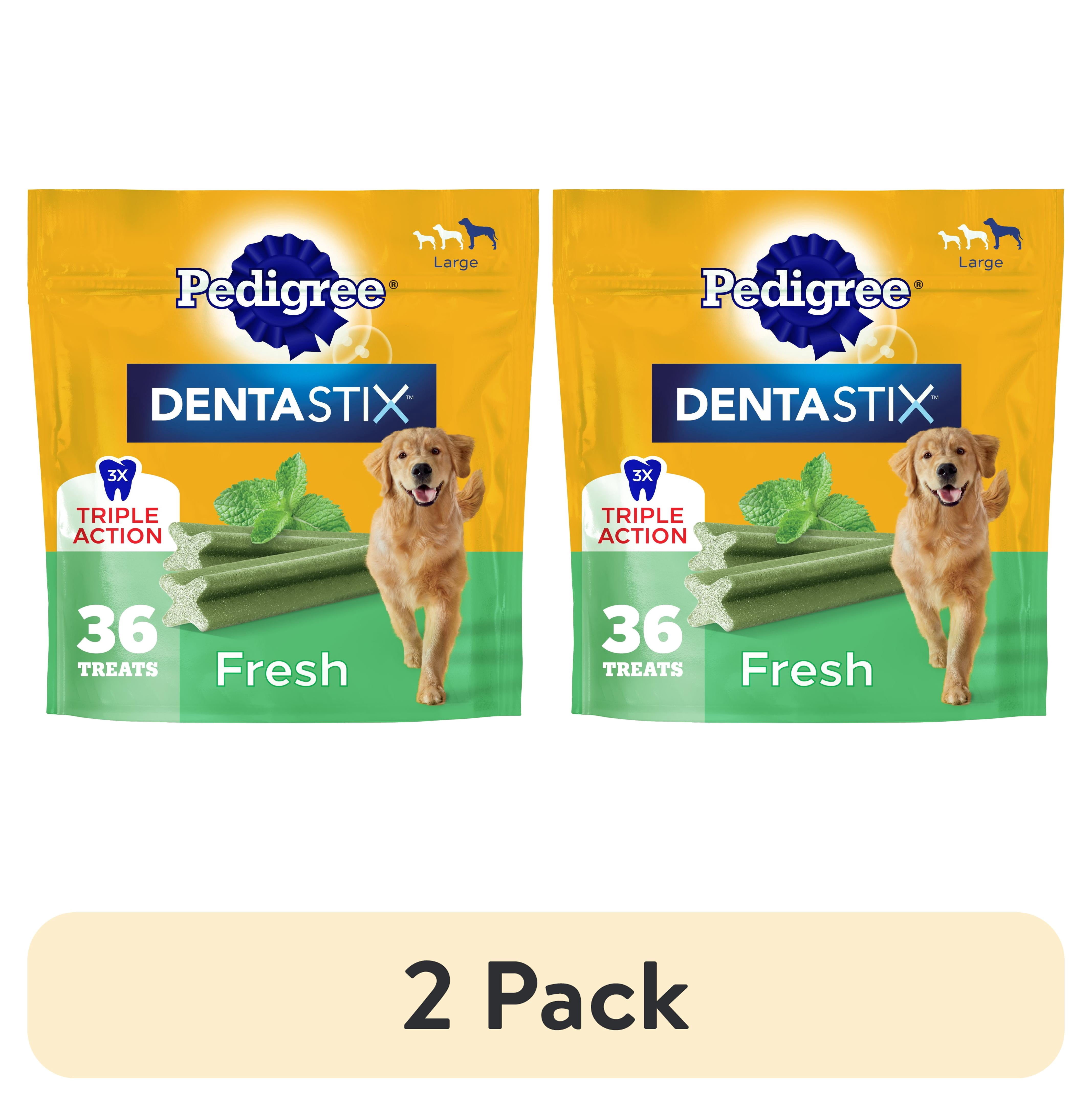 (2 pack) Pedigree Dentastix Fresh Flavor Large Breed Dog Dental Treats, 1.87 lb Bag