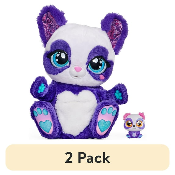 (2 pack) Peek-A-Roo, Interactive Panda-Roo Plush Toy with Mystery Baby