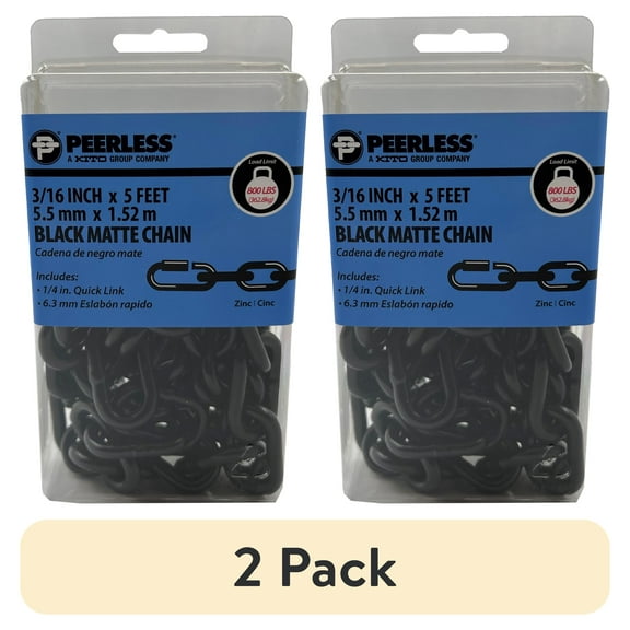 (2 pack) Peerless Chain Black Matte Chain Kit 3/16 in. x 5 ft, #4755205