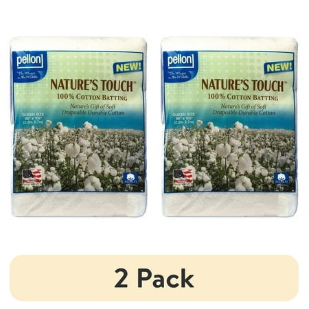 (2 pack) Pellon Cotton Quilting Batting, off-White Queen 90" x 108" Precut
