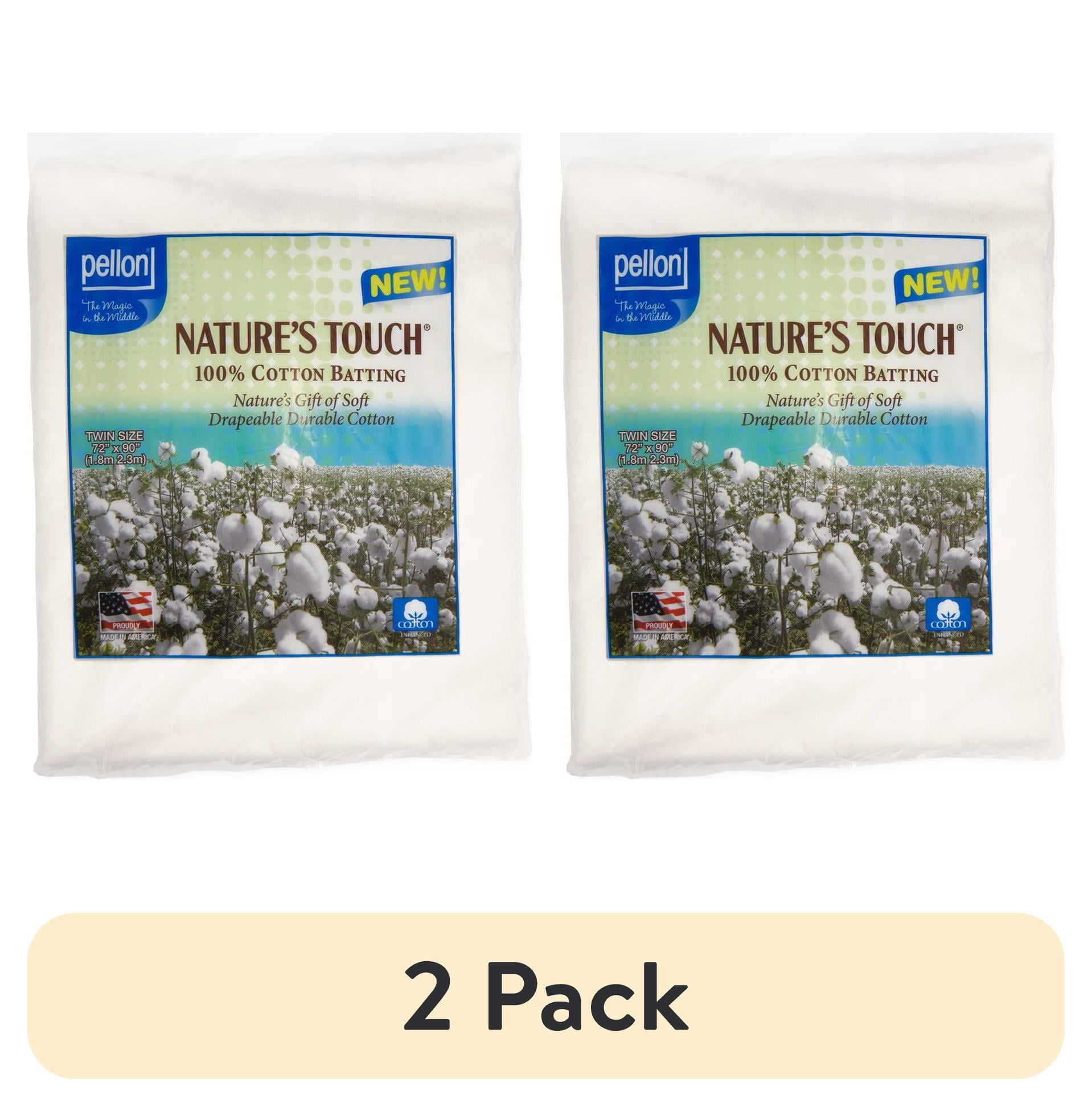 (2 pack) Pellon Cotton Quilting Batting, off-White Twin 72" x 90" Precut