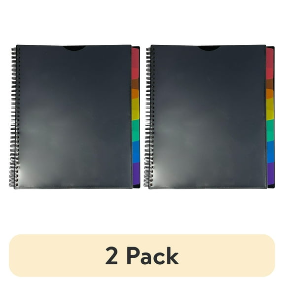 (2 pack) Pen+Gear 12 Pocket Spiral Poly Organizer, Black File Folders, Assembled Product Height 11.4in