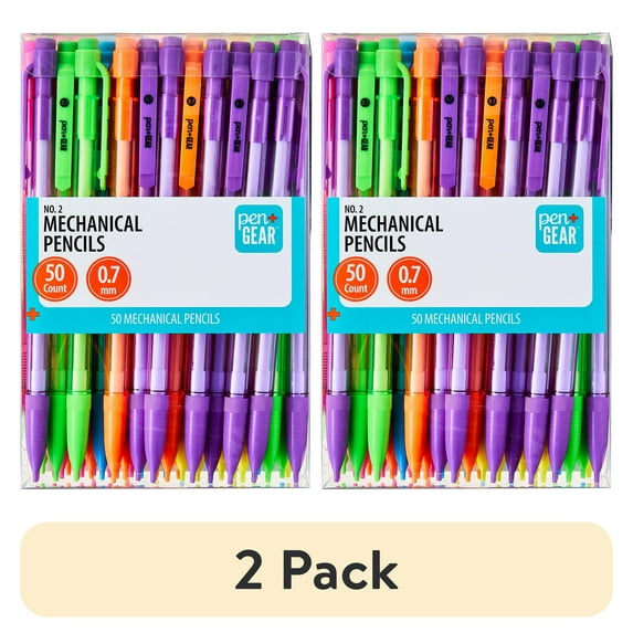 (2 pack) Pen + Gear #2 Mechanical Pencils, Medium Point, 0.7 mm, 50 Pack