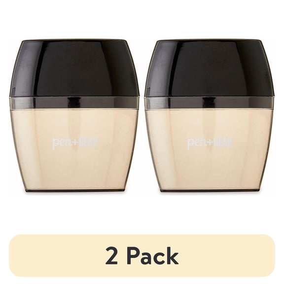(2 pack) Pen+Gear 2-in-1 Plastic Sharpener, Black