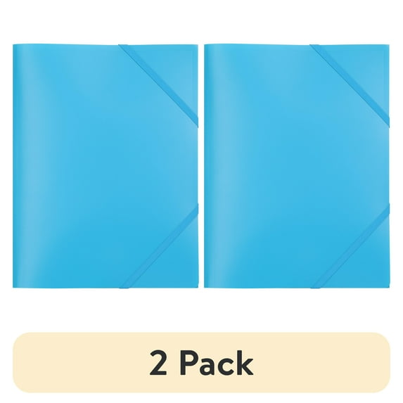 (2 pack) Pen+Gear, 3-Flap File Folder, 2 Elastic Straps, Blue, Letter Size, 12.6" x 9.6"