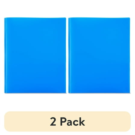 (2 pack) Pen+Gear 3-Prong 2-Pocket Poly Folder, Blue