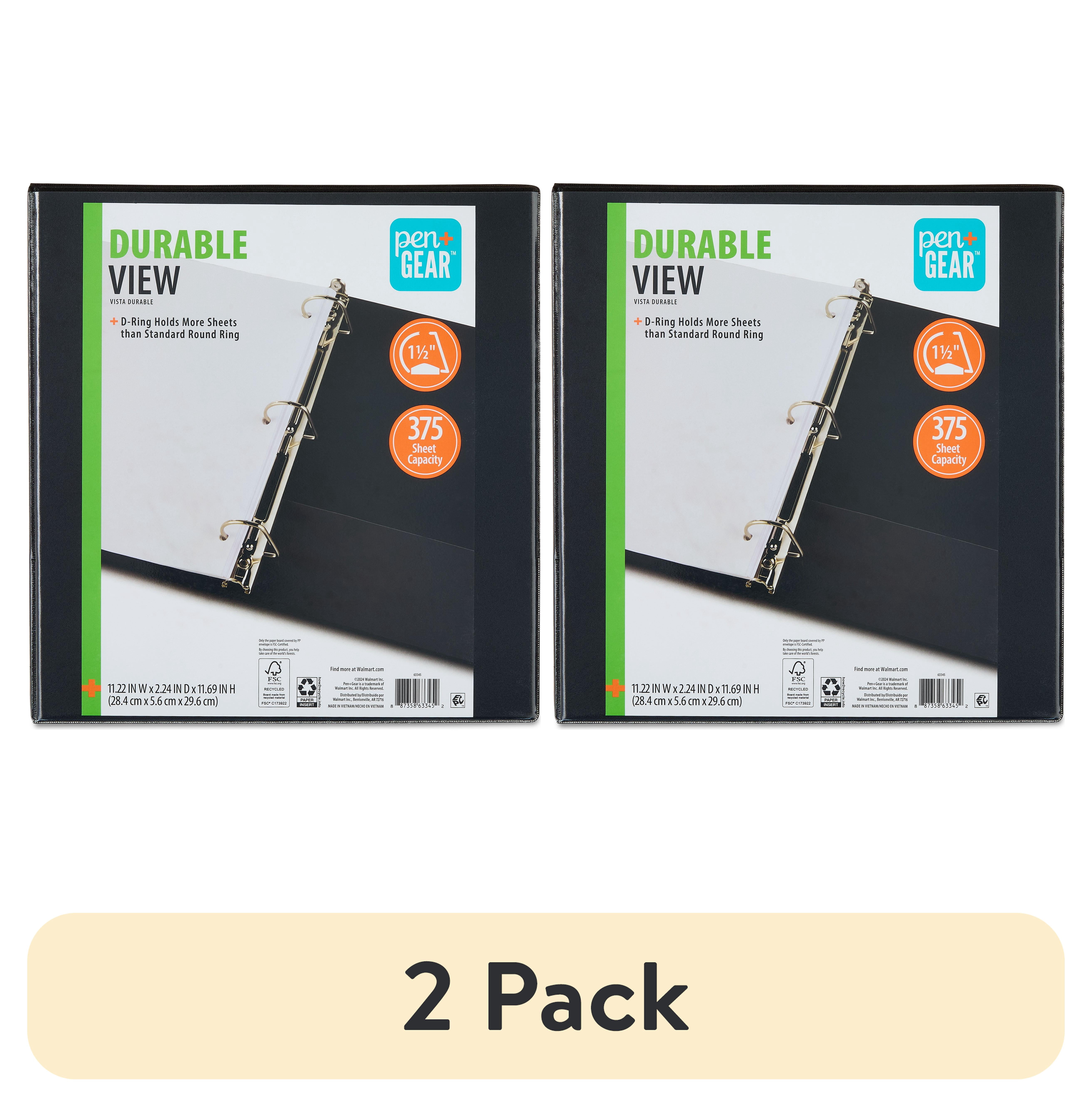 (2 pack) Pen+Gear Durable View Binder, 3-Ring, 1.5 in Slanted D-Rings, Black