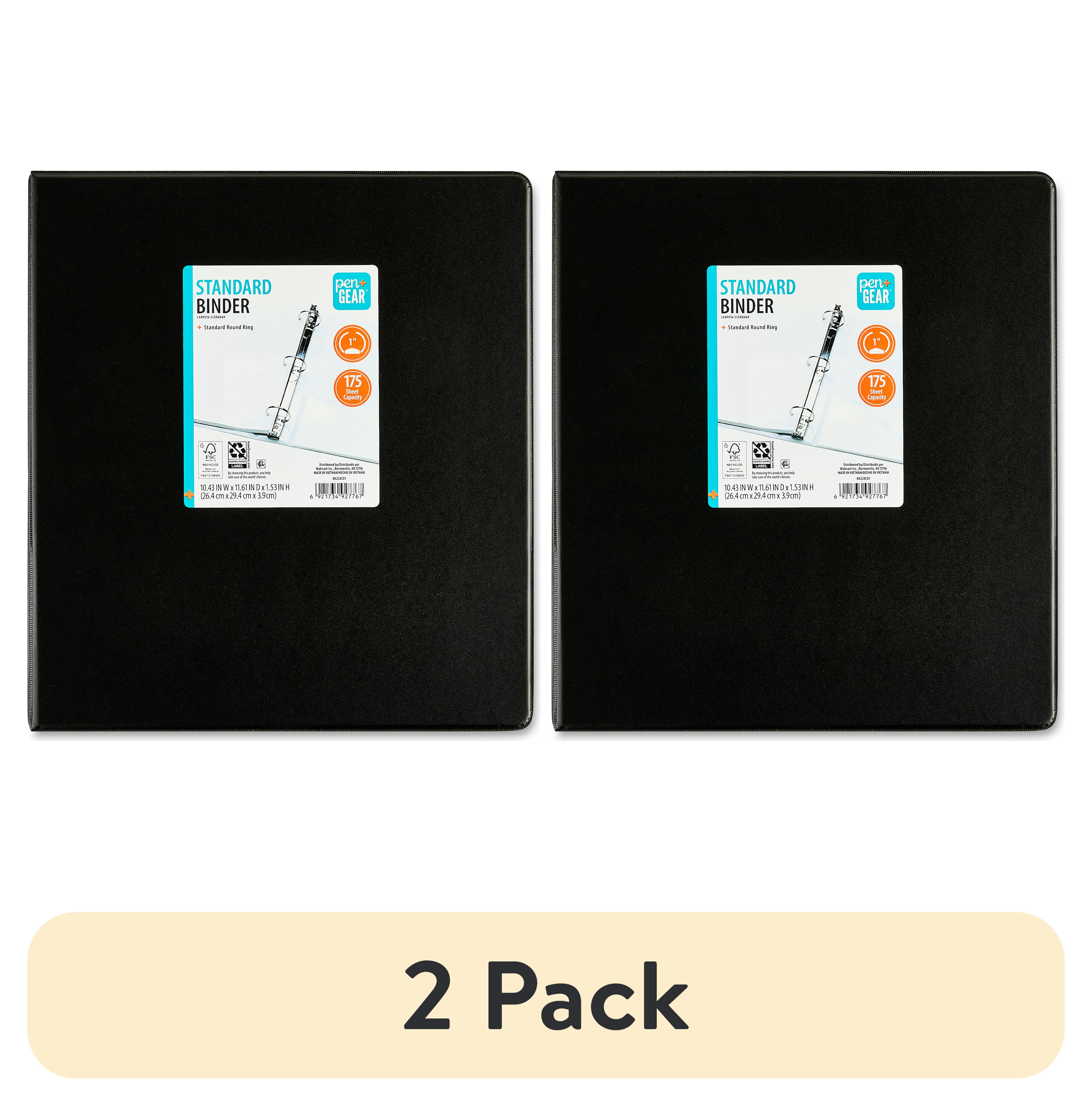 (2 pack) Pen+Gear 1" 3-Ring Standard Binder, Black