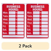 (2 pack) Pen+Gear Business Operating Hours Sign, 8"x12" - Complete with Numbers, Red & White