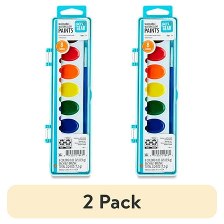 (2 pack) Pen + Gear 8 counts Semi-Moisture Watercolor Paints