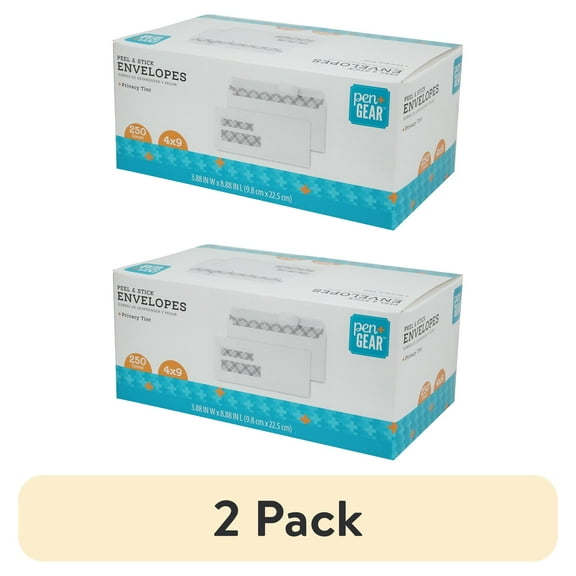 (2 pack) Pen+ Gear #9 Double Window Peel and Stick Envelopes, White, 3.88 in x 8.88 in, 250 Count