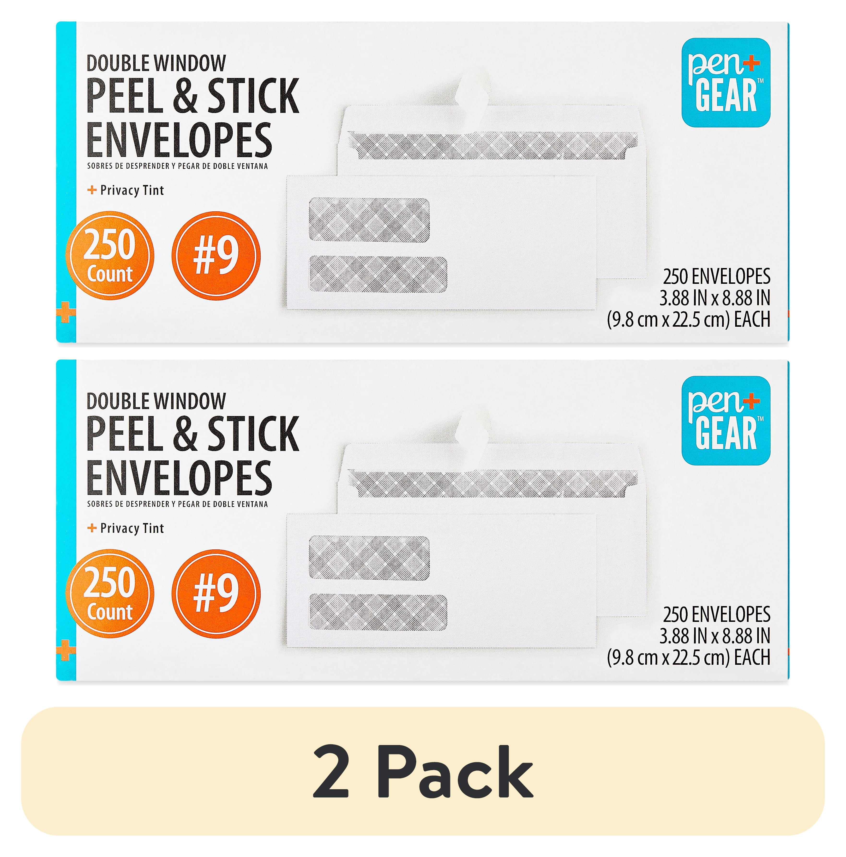 (2 pack) Pen+Gear Double Window Peel & Stick Envelopes, Size- 4.13"x9.15", 250 Count per Pack