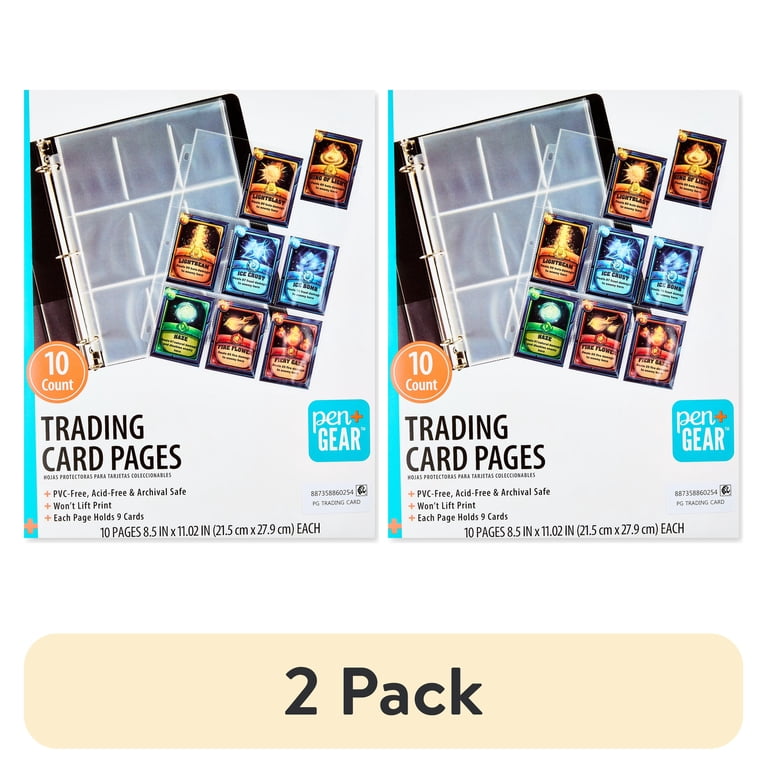 2 pack) Pen + Gear 9-Pocket Protective Trading Card Pages, 8.5 in