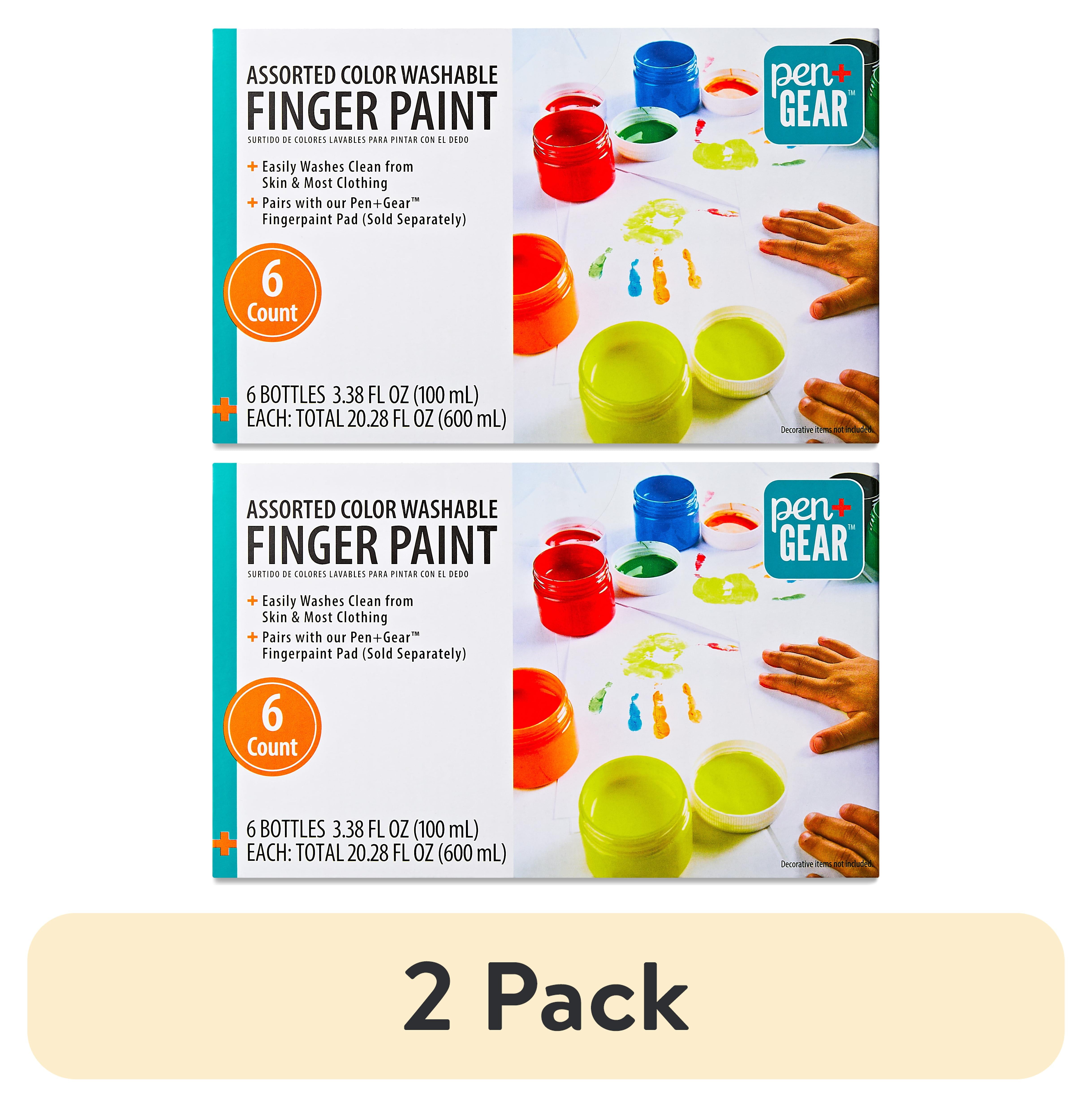 (2 pack) Pen+Gear Assorted Color Washable Finger Paints, 3.38 fl oz, 6 Count