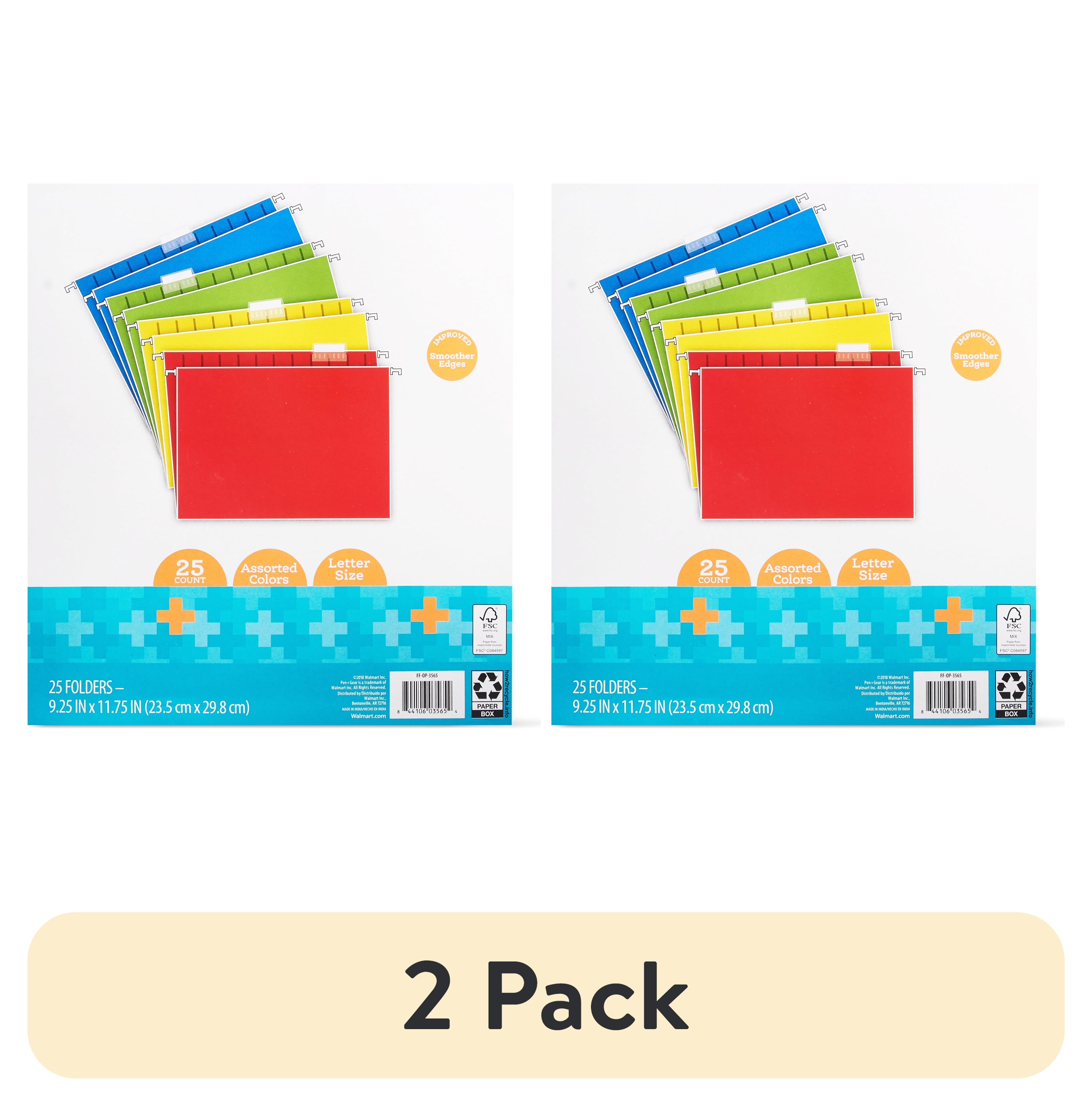 (2 pack) Pen+Gear Assorted Colors Letter sized Hanging File Folders, 25 Count