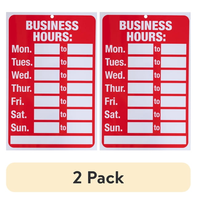 Operrating Hours (2 pack) Pen+Gear Business Operating Hours Sign, 8