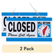 (2 pack) Pen+Gear Reversible Open & Closed Sign, 5.9 x 11.4 in, Durable PP Material, Customizable Clock