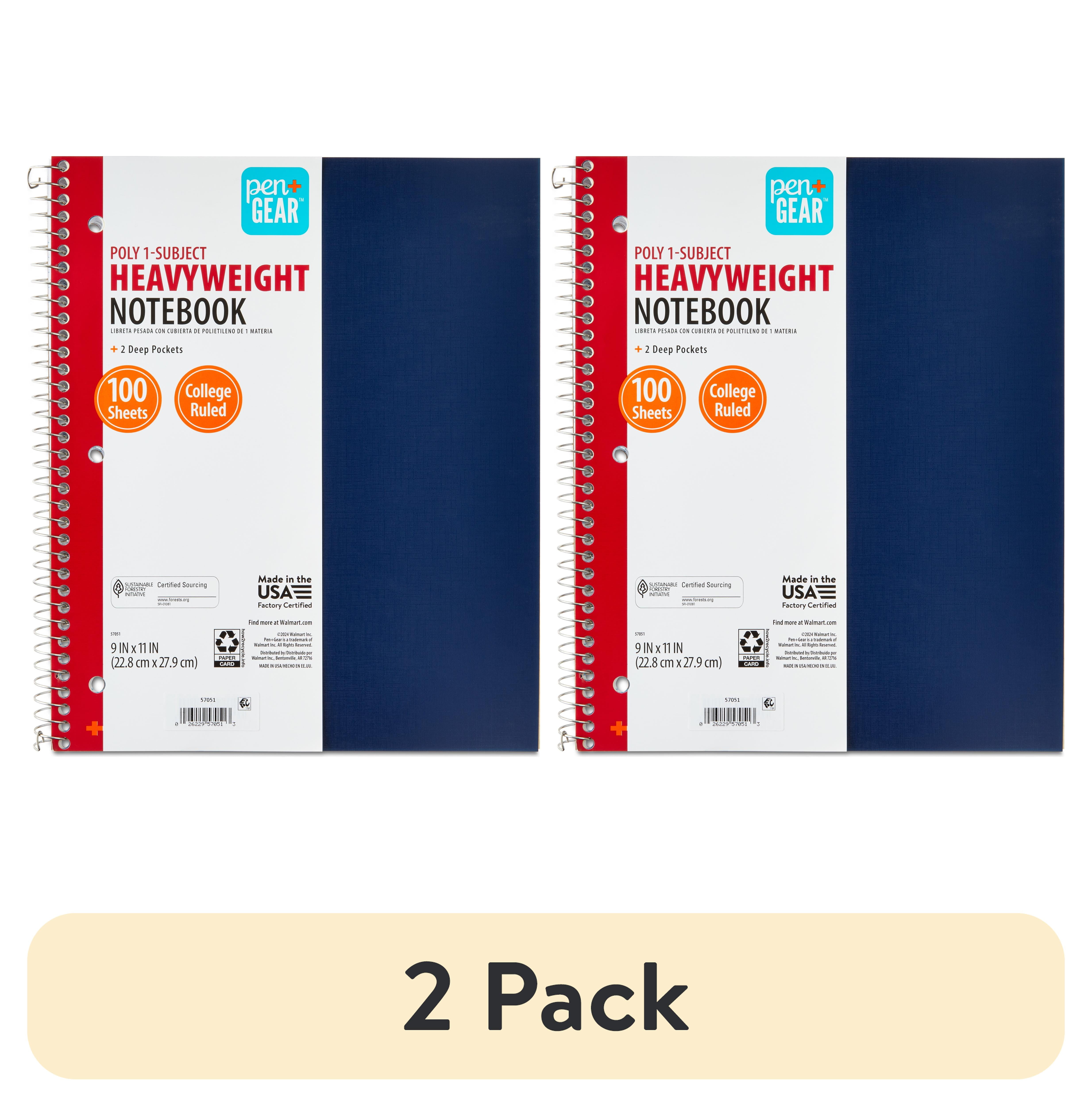 (2 pack) Pen+Gear College Ruled 1-Subject Poly Notebook, Blue Sapphire, 9" x 11", 100 Sheets