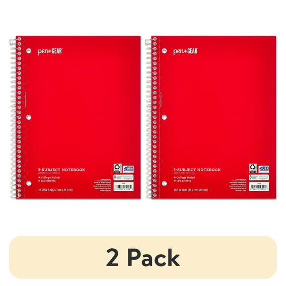 Pen + Gear 3-Subject Spiral Notebook, College Ruled