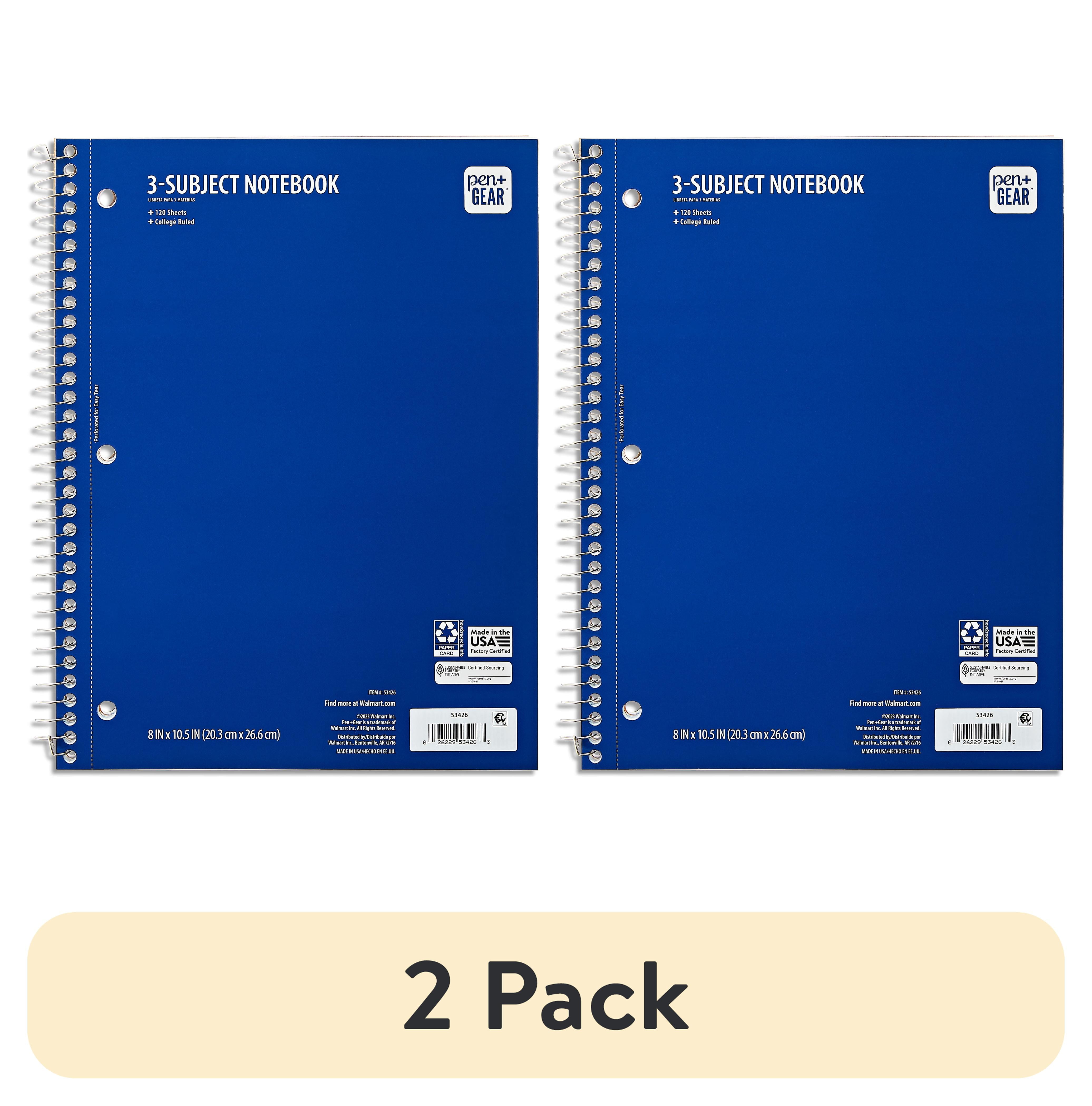 (2 pack) Pen + Gear College Ruled 3-Subject Spiral Notebook, Blue, 10.5 ...