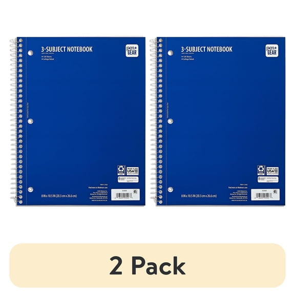 Pen + Gear 3-Subject Spiral Notebook, College Ruled