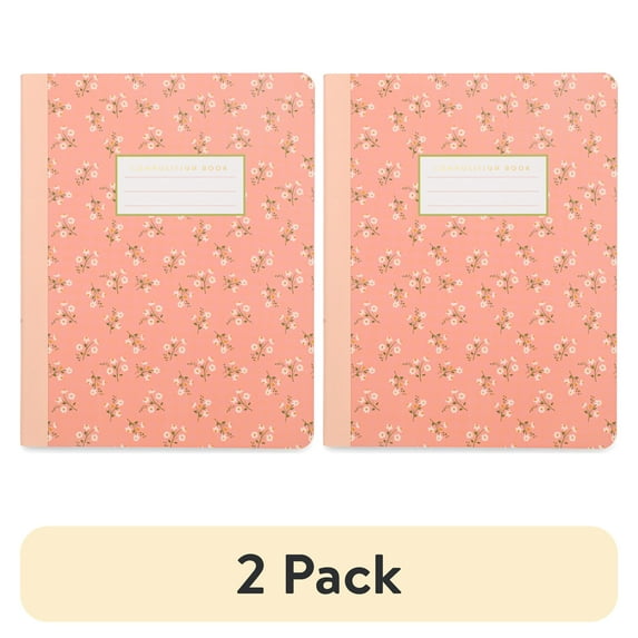(2 pack) Pen+Gear College Ruled Composition Book, 7.5" x 9.75", Pink Flowers, 80 Sheets