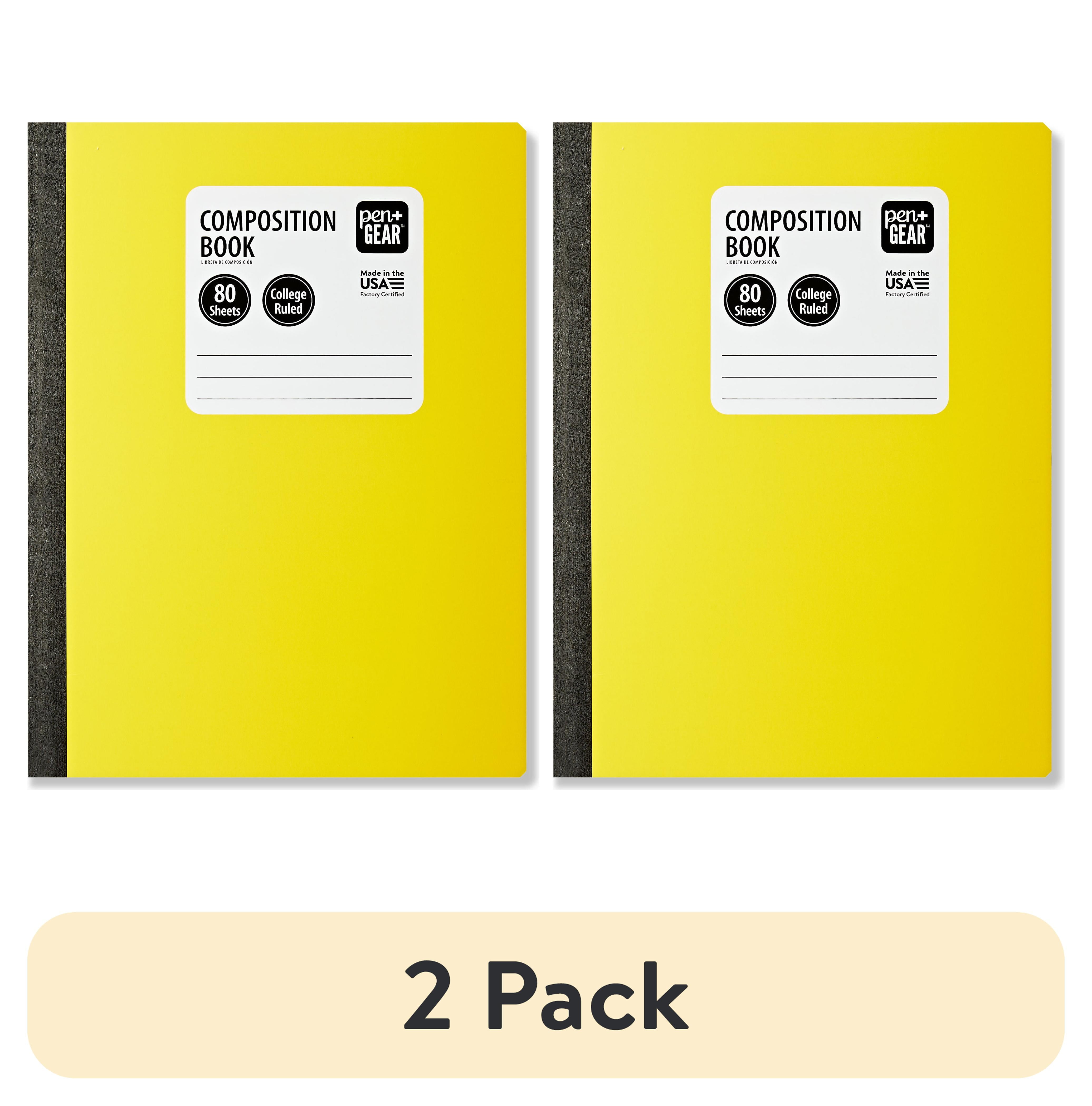 (2 pack) Pen+Gear College Rule Composition Book, 7.5" x 9.75", Yellow, 80 Sheets, New