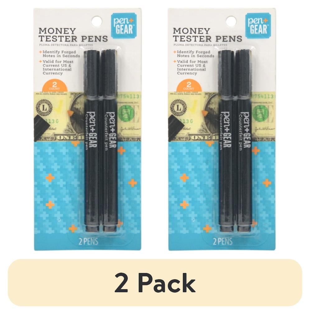 (2 pack) Pen + Gear Counterfeit Money Checker & Pen Marker Money Tester Pen Black, 2 Count