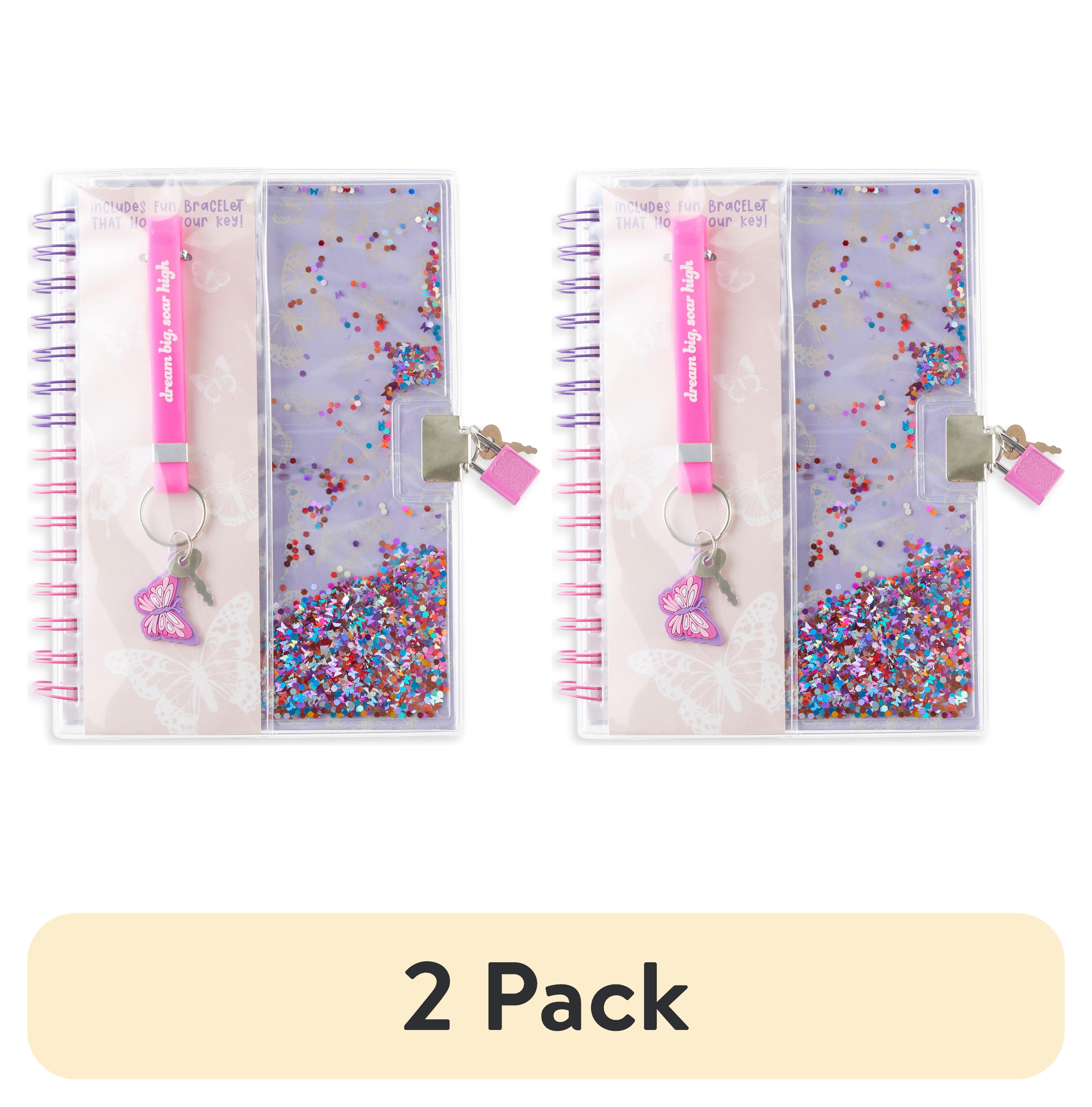 (2 pack) Pen+Gear Diary Journal, Bracelet and Diary Lock with Key, Butterfly,160 Pages,80 GSM Paper