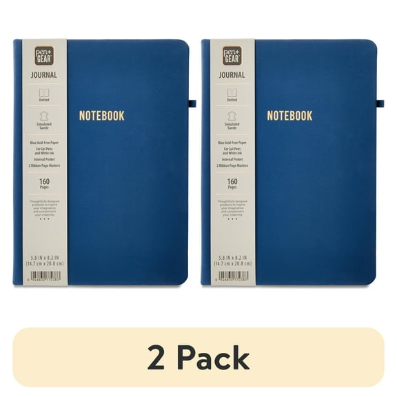 (2 pack) Pen+Gear Dotted Blue Acid-Free Paper Notebook, Washed Indigo, 5.8" x 8.2", 160 Pages
