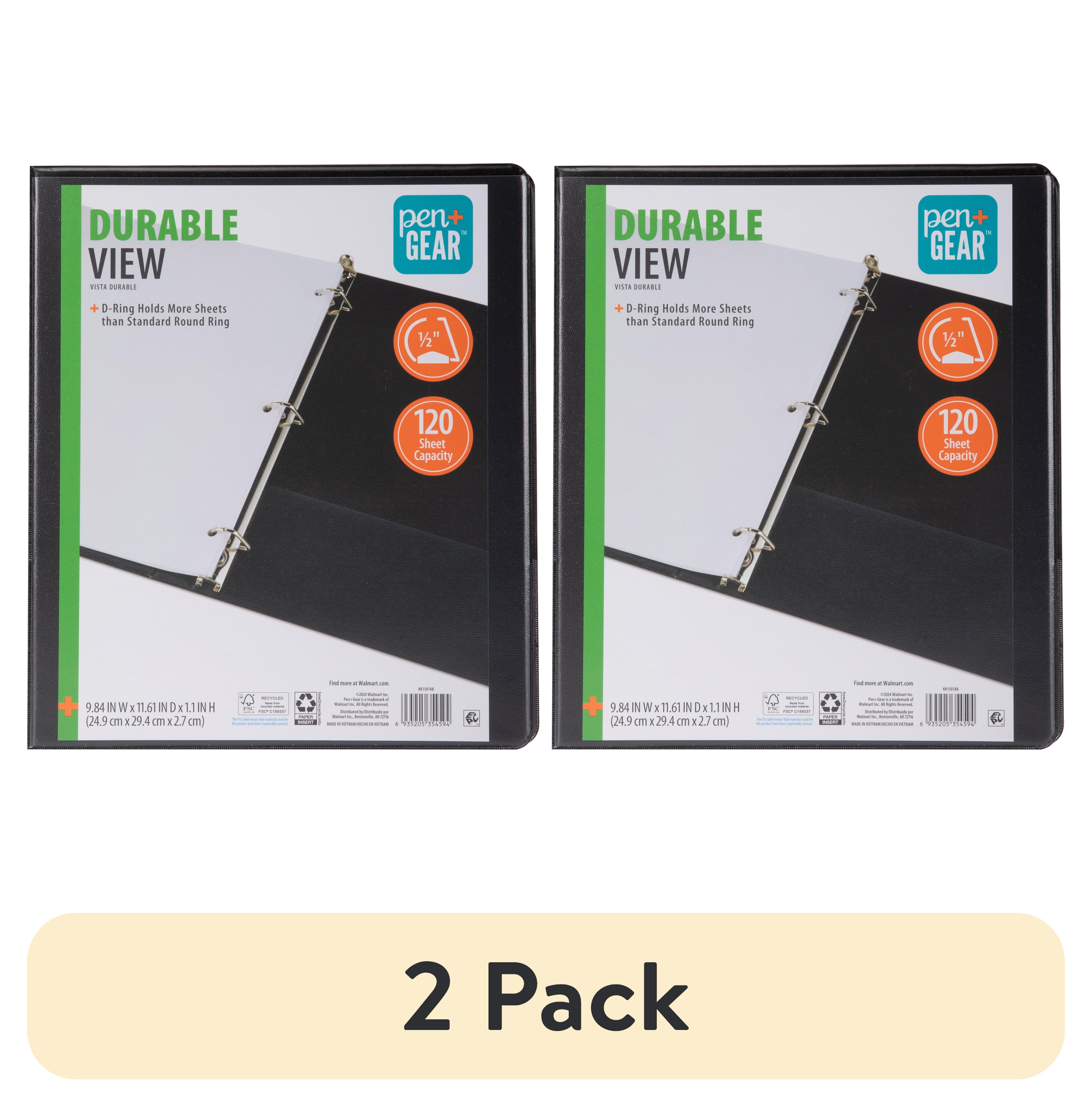 (2 pack) Pen+Gear Durable View Binder, 1/2 in D-Ring, Black, 1 Pack, 120-Sheet Capacity