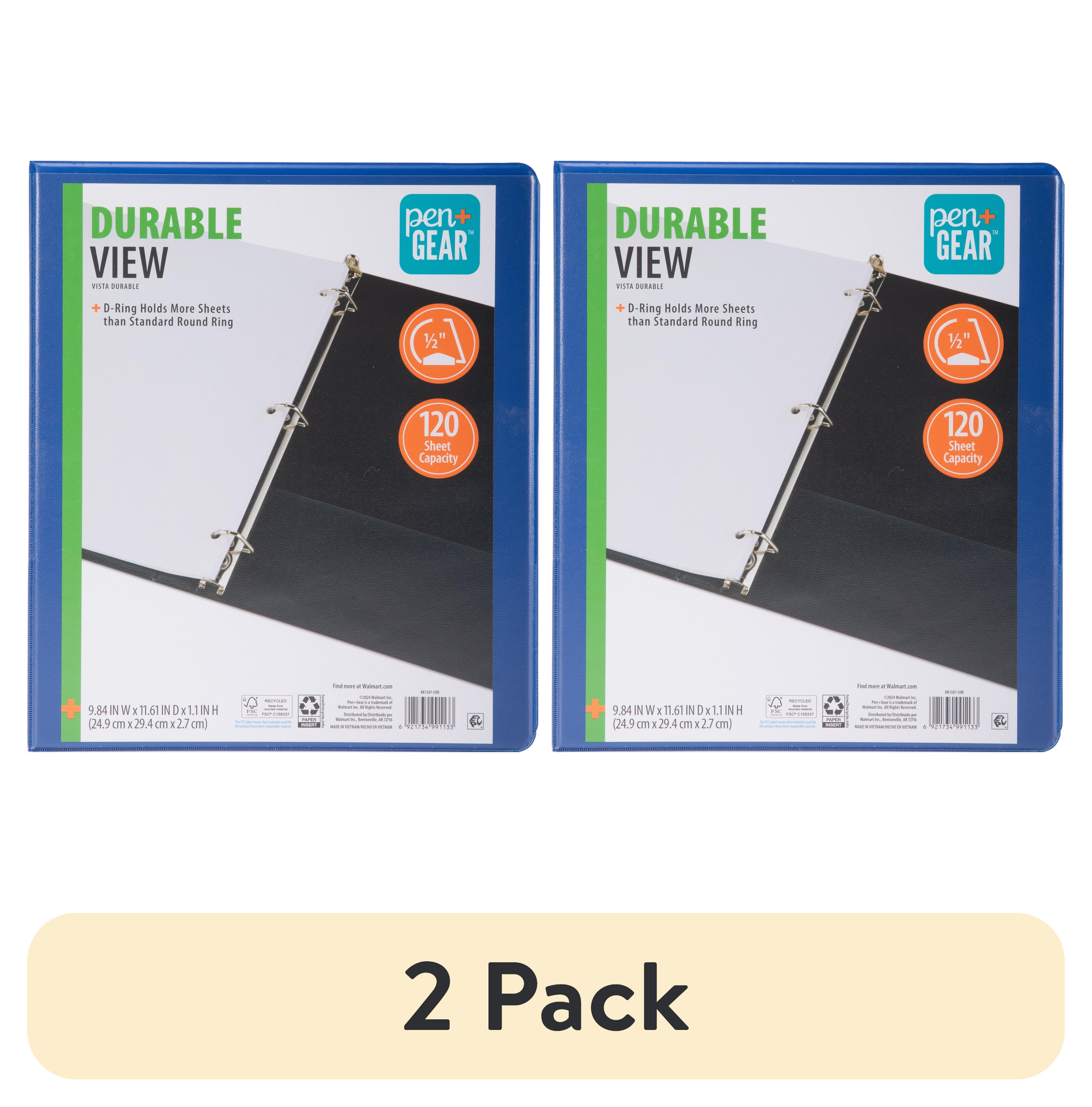 (2 pack) Pen+Gear Durable View 1/2 in D-Ring Binder, Cobalt Blue