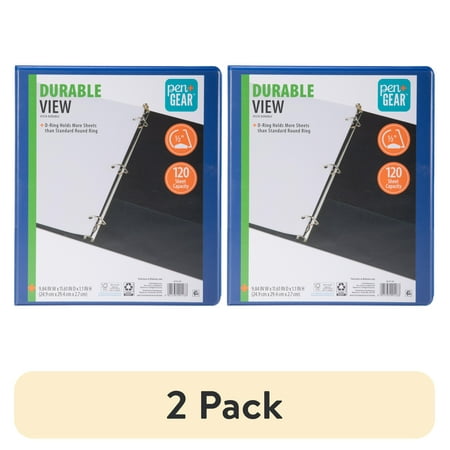 (2 pack) Pen+Gear Durable View 1/2" D-Ring Binder, Cobalt Blue