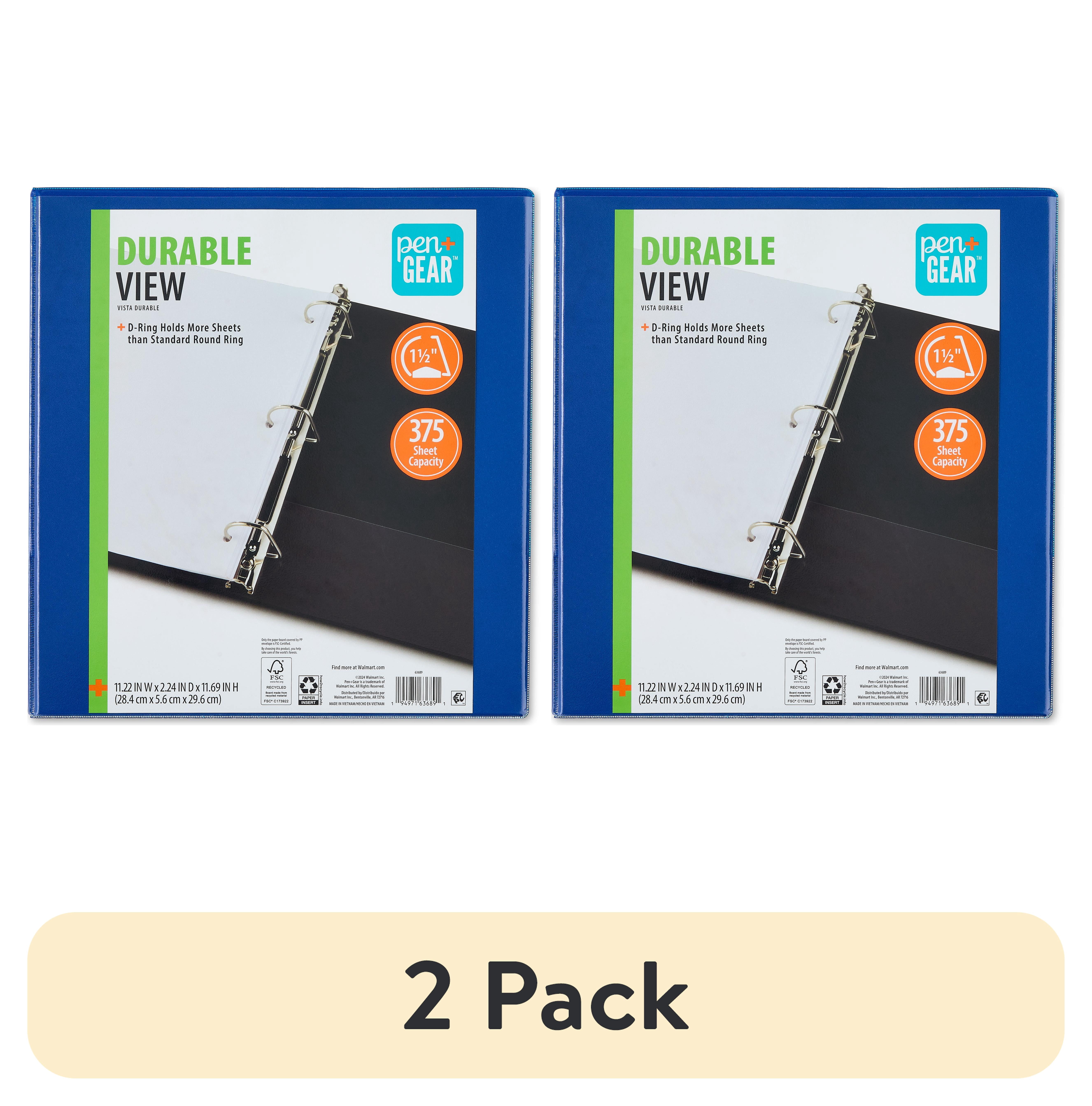 (2 pack) Pen+Gear Durable View 1.5-inch, D-Ring Binder, Blue
