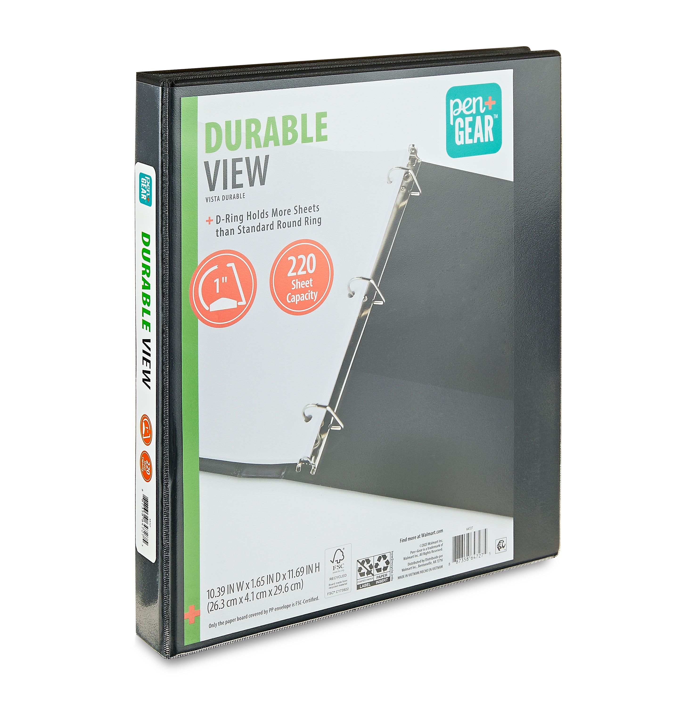 (2 pack) Pen+Gear Durable View 1-inch D-Ring Binder, Black - Walmart.com