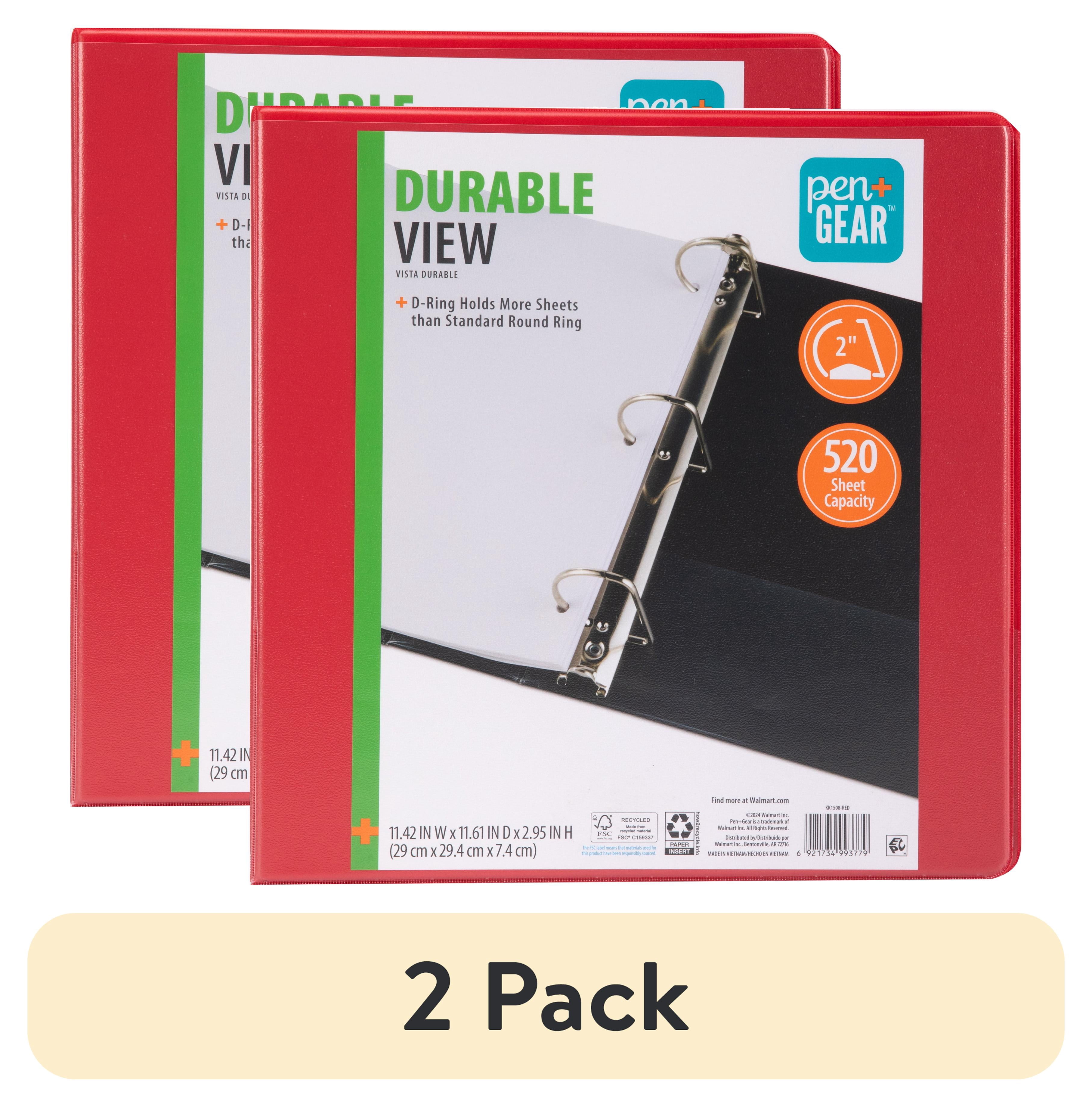 (2 pack) Pen+Gear Durable View 2" D-Ring Binder, Red, 1 Count